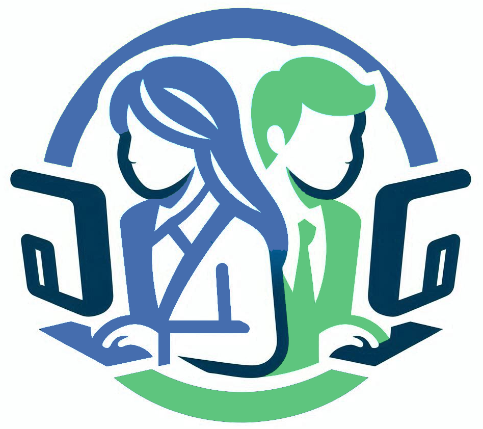 Two people at computers